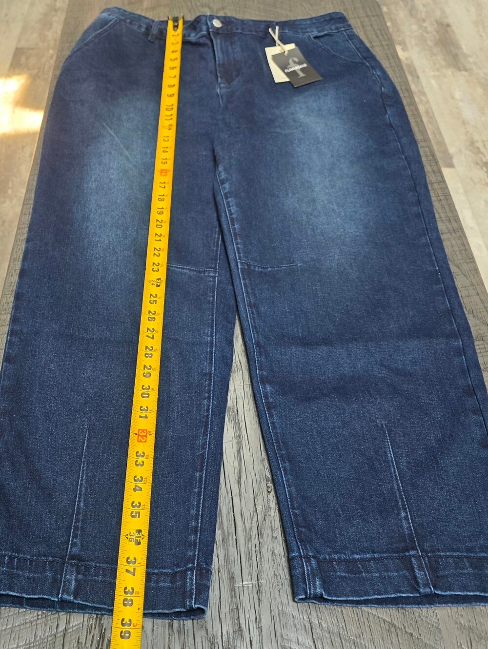 Nwt Women Flamingals Wide Leg Dark Blue Denim Jeans ( Size :3x) - Picture 3 of 8